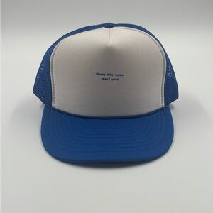 NWOT Vintage Humorous Trucker Hat - "Nosey Little F*cker" Blue Mesh Cap